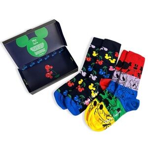 Disney Happy Socks Cherry Mickey and Colorful Friends Crew Socks Gift Set NWT
